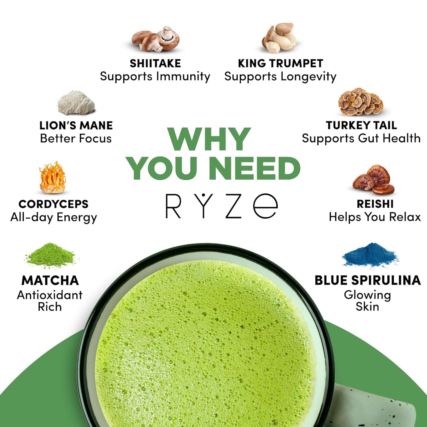 Ryze Mushroom Matcha (Pack of 2)
