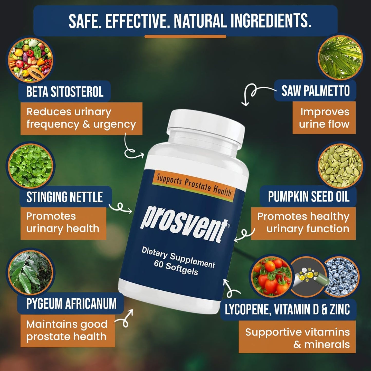 Prosvent Prostate Support with Beta Sitosterol & Stinging Nettle, 60 Ct