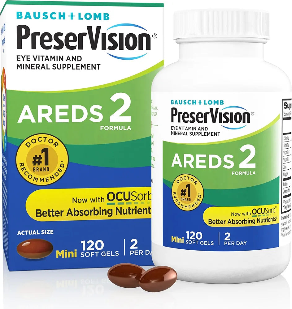 PreserVision AREDS 2 Eye Vitamins, #1 Eye Doctor Recommended Brand, Lutein and Zeaxanthin Supplement with Vitamin C, Vitamin E, Zinc, and Copper, 120 Softgels